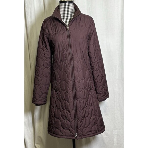 Womens PATAGONIA Burgundy Insulated Long Quilted Mor Coat Size Medium - Picture 1 of 8